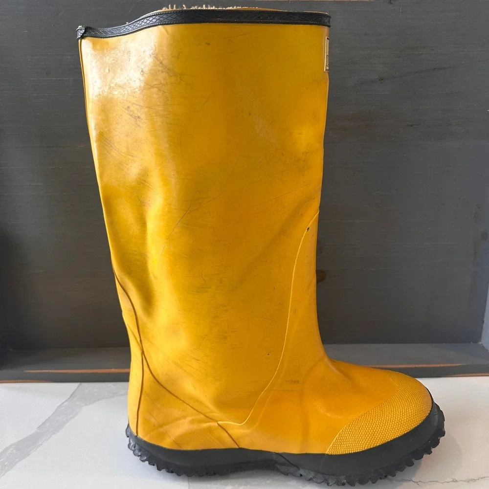 Lynx Rain Boots Mens Yellow Good Vintage Rubber High Calf Waterproof Lug Sole